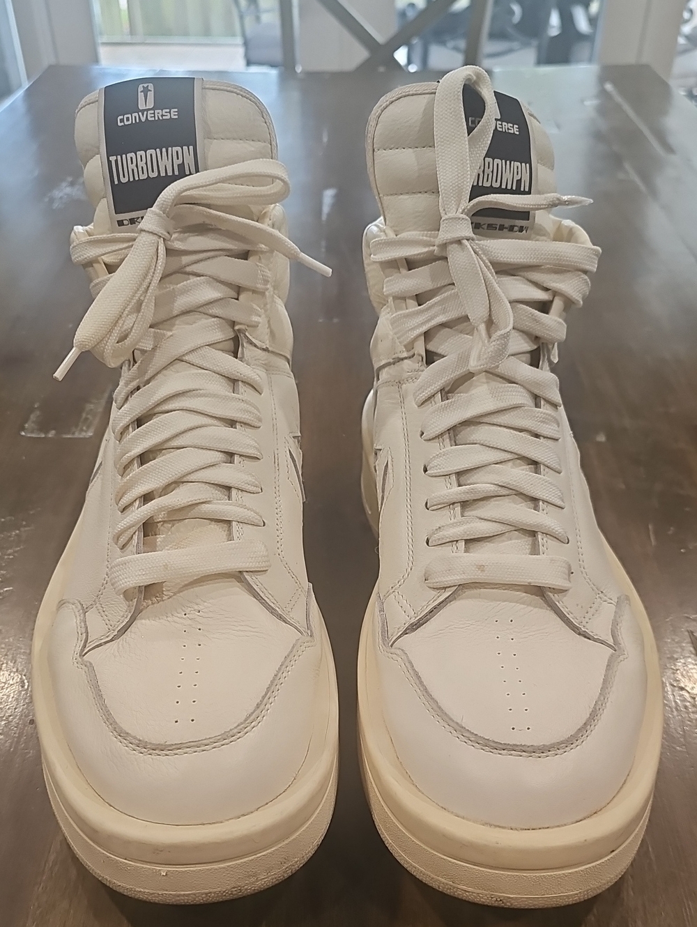 Rick Owens Men's High-Top Sneakers in Off-White/Cream